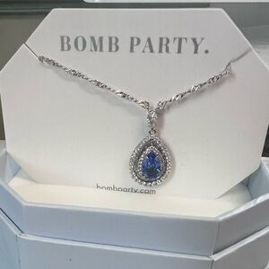 Bomb Party Necklace with Blue and White CZs